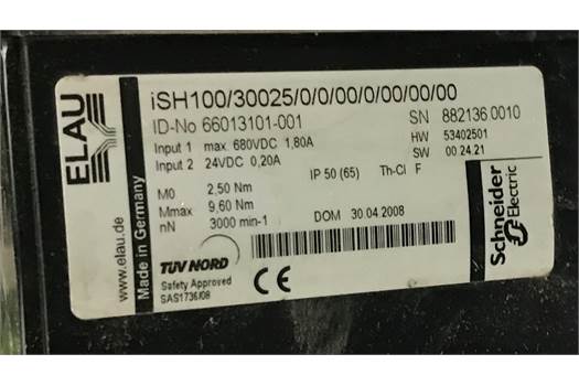 Elau (Schneider Electric) ID-No 66013101-001 Type: ISH100/30025/0/0/00/0/00/00/00 motor