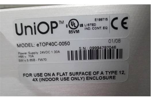 Exor ETOP40-0050 obsolete/replacement eTOP312 or eTOP512 OPERATOR PANEL